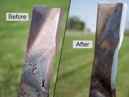 Before and After of Sharpened Lawn Mower Blade