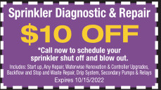 $10 Off Sprinkler Diagnostic & Repair