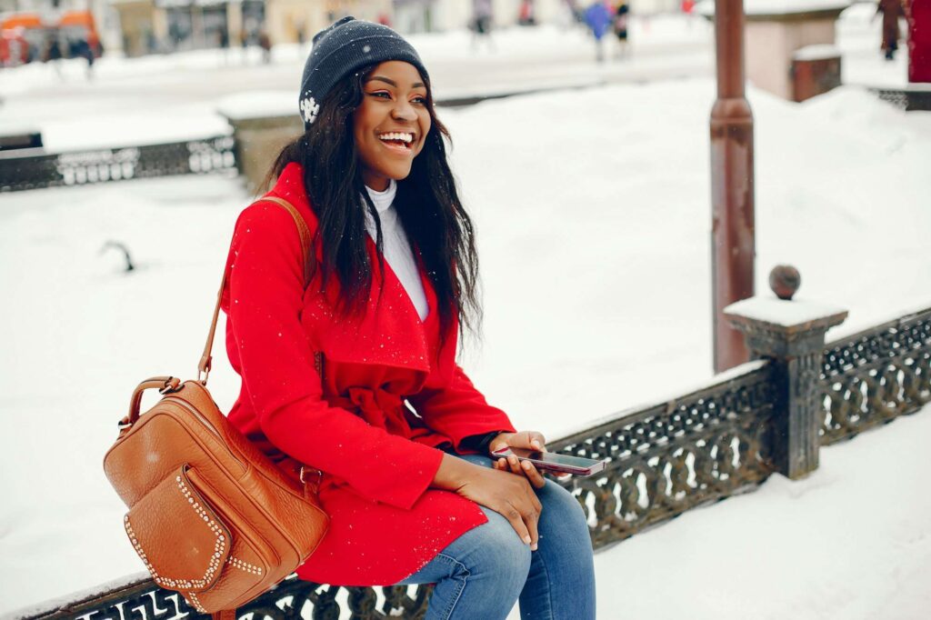 pretty black girl in winter