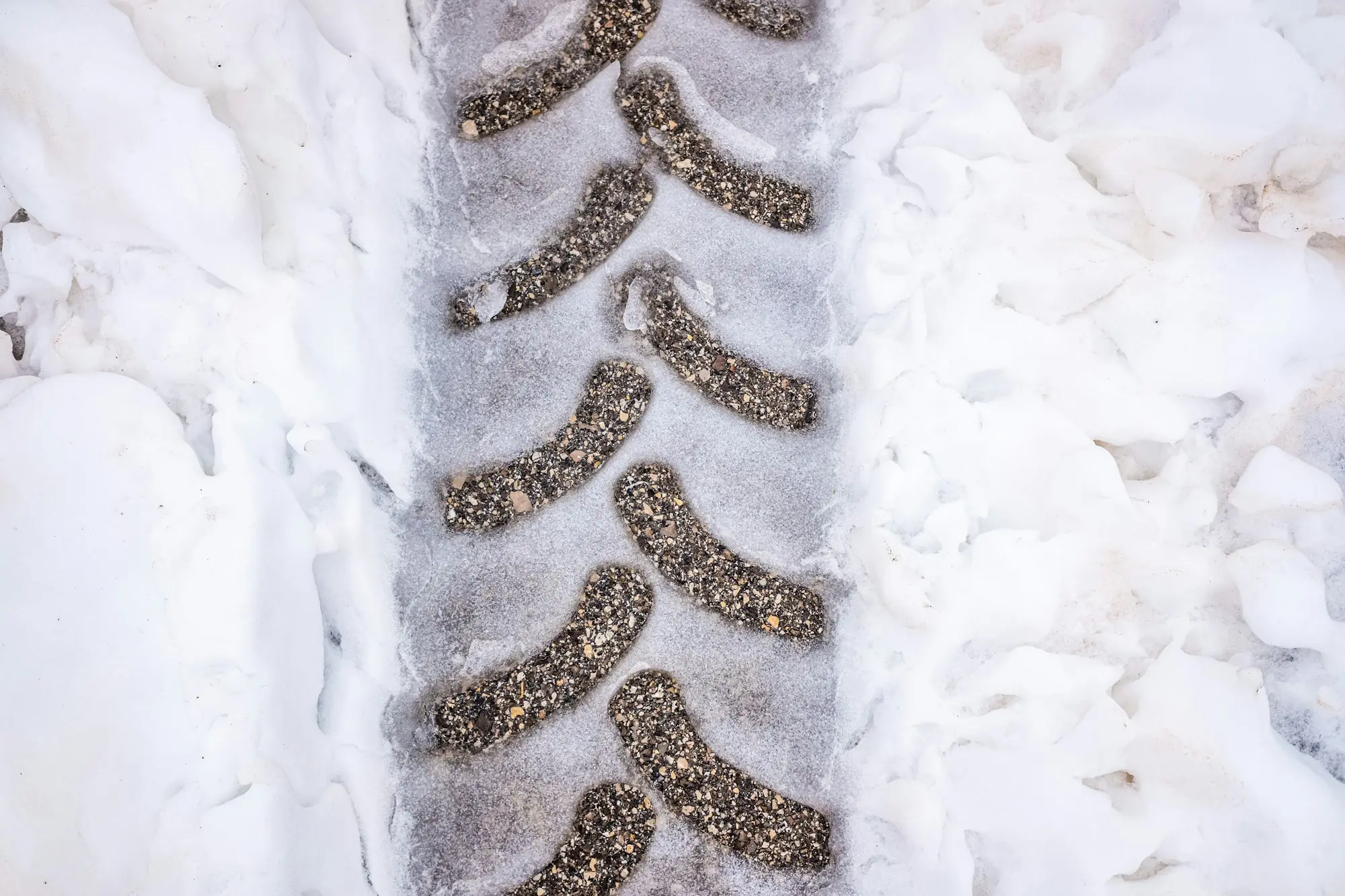 Ice on pavement during winter