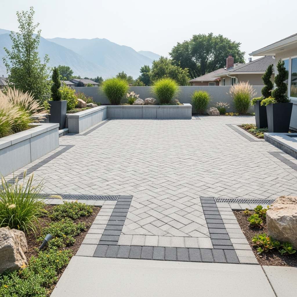 Most expensive part of landscaping showing hardscape patio, retaining wall, and proper grading in a Salt Lake City backyard